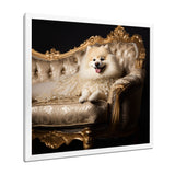 Adorable Pomeranian On Glam Couch - Dog Home Decor Art