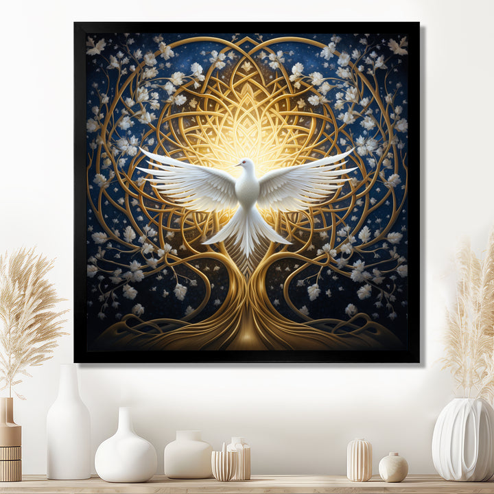 Celestial Dove Bringing Peace - Dove Large Canvas Wall Art