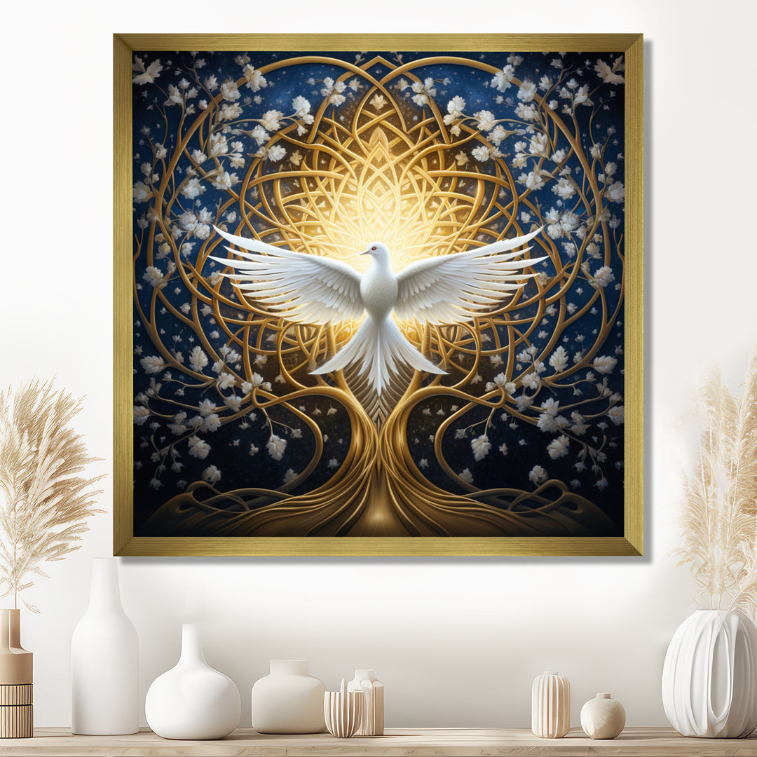 Celestial Dove Bringing Peace - Dove Large Canvas Wall Art