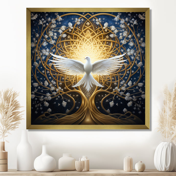 Celestial Dove Bringing Peace - Dove Large Canvas Wall Art