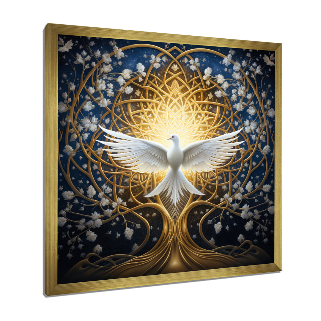 Celestial Dove Bringing Peace - Dove Large Canvas Wall Art