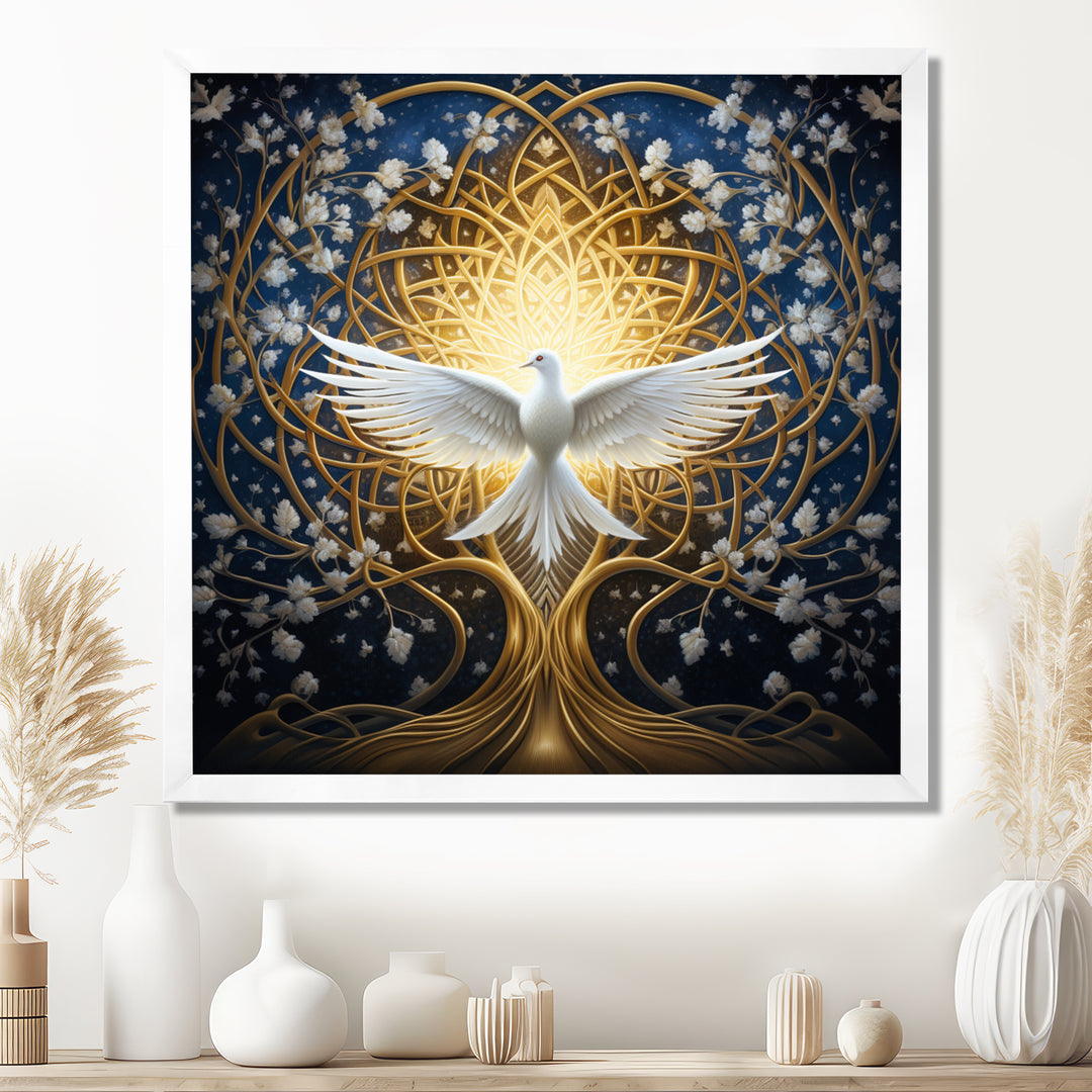 Celestial Dove Bringing Peace - Dove Large Canvas Wall Art