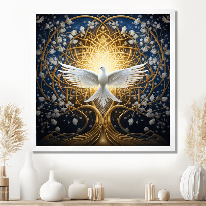 Celestial Dove Bringing Peace - Dove Large Canvas Wall Art