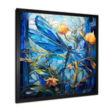Blue Dragonfly Yellow Flowers - Dragonfly Bedroom Wall Art