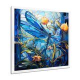 Blue Dragonfly Yellow Flowers - Dragonfly Bedroom Wall Art