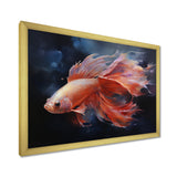Vibrant Red Betta Fish Majestic Tail - Orange Fish Wall Art