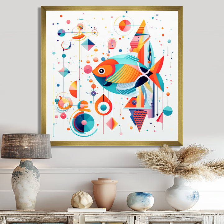 Colorful Goldfish Swimming In The Wild - Fish Framed Canvas Art