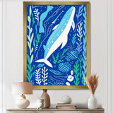 Deep Ocean Whale Retro Illustration - Whale Home Decor Art