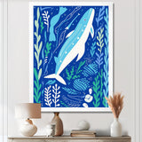 Deep Ocean Whale Retro Illustration - Whale Home Decor Art