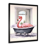 Pink Flamingo In Bathtub - Flamingo Bedroom Wall Art