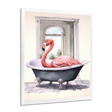 Pink Flamingo In Bathtub - Flamingo Bedroom Wall Art