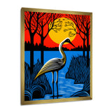 Stork By The Full Moon River - Pelican Canvas Wall Art