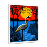 Stork By The Full Moon River - Pelican Canvas Wall Art