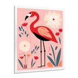 Pink Flamingo Retro Illustration - Flamingo Wall Decor