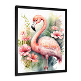 Pink Flamingo Floral Watercolor - Flamingo Wall Art Prints