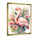 Pink Flamingo Floral Watercolor - Flamingo Wall Art Prints