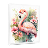 Pink Flamingo Floral Watercolor - Flamingo Wall Art Prints
