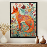 Boho Fox In Flower Forest - Orange Fox Wall Art