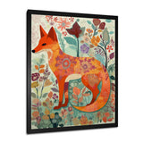 Boho Fox In Flower Forest - Orange Fox Wall Art