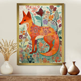 Boho Fox In Flower Forest - Orange Fox Wall Art