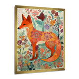 Boho Fox In Flower Forest - Orange Fox Wall Art