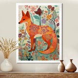 Boho Fox In Flower Forest - Orange Fox Wall Art
