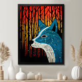 Minimal Fox Hunting In The Forest - Fox Framed Canvas Art