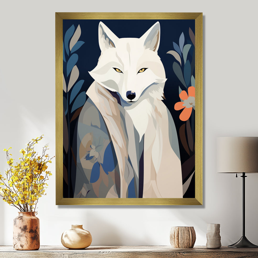Gracious Fox Mysterious Retro Illustration - Fox Home Decor Art