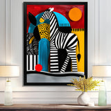 Playful Zebra Geometric Retro Abstract - Zebra Home Decor Art
