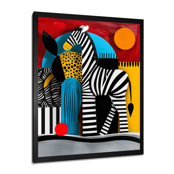Playful Zebra Geometric Retro Abstract - Zebra Home Decor Art