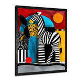 Playful Zebra Geometric Retro Abstract - Zebra Home Decor Art