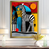Playful Zebra Geometric Retro Abstract - Zebra Home Decor Art