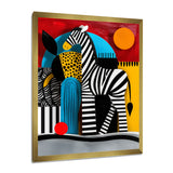 Playful Zebra Geometric Retro Abstract - Zebra Home Decor Art