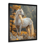 Majestic White Horse Autumn Forest Sunset - Horse Canvas Wall Art