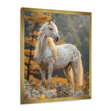 Majestic White Horse Autumn Forest Sunset - Horse Canvas Wall Art