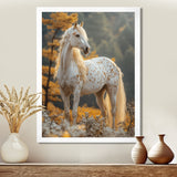 Majestic White Horse Autumn Forest Sunset - Horse Canvas Wall Art