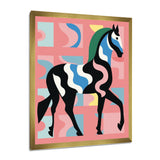 Gracious Black Horse Retro Illustration - Horse Wall Decor