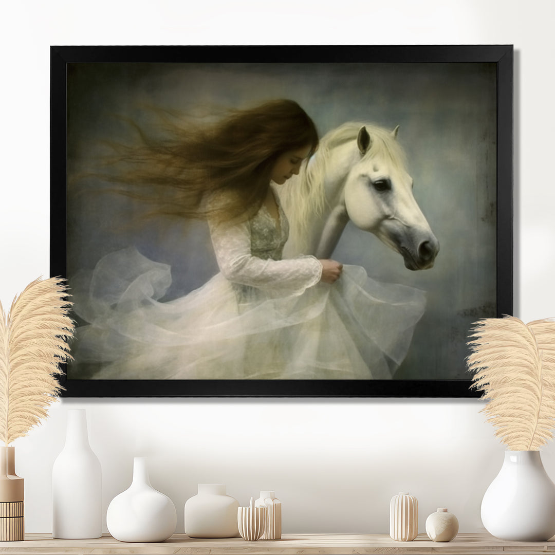 White Dancer With White Horse - Horse Wall Art Prints