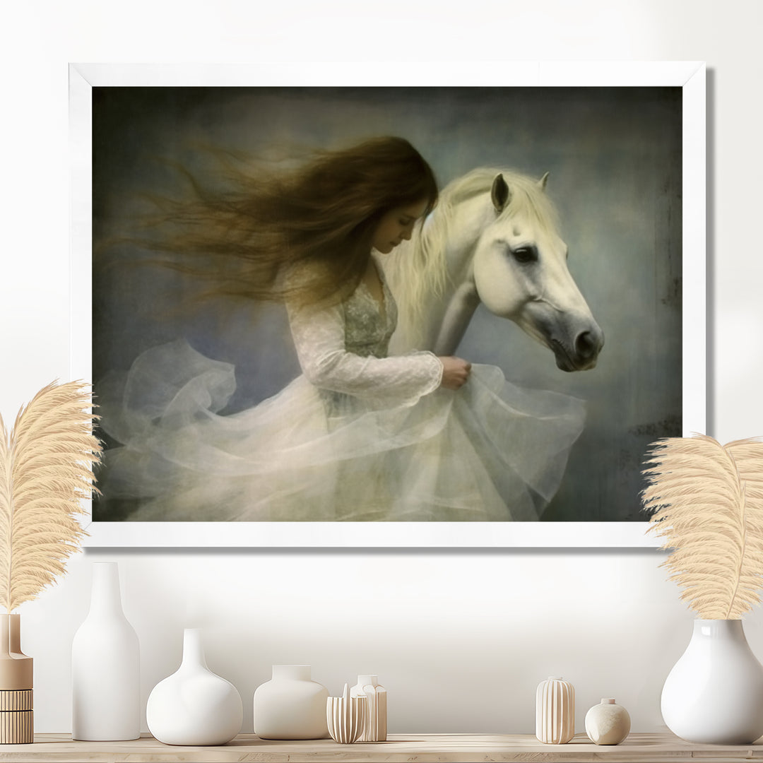 White Dancer With White Horse - Horse Wall Art Prints
