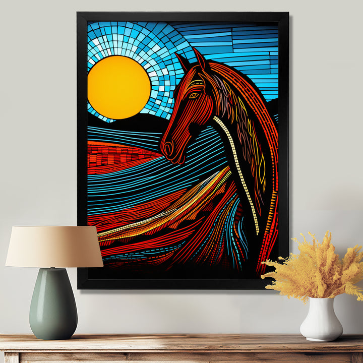 Full Moon Horse Abstract Retro - Multi-Color Horse Wall Art