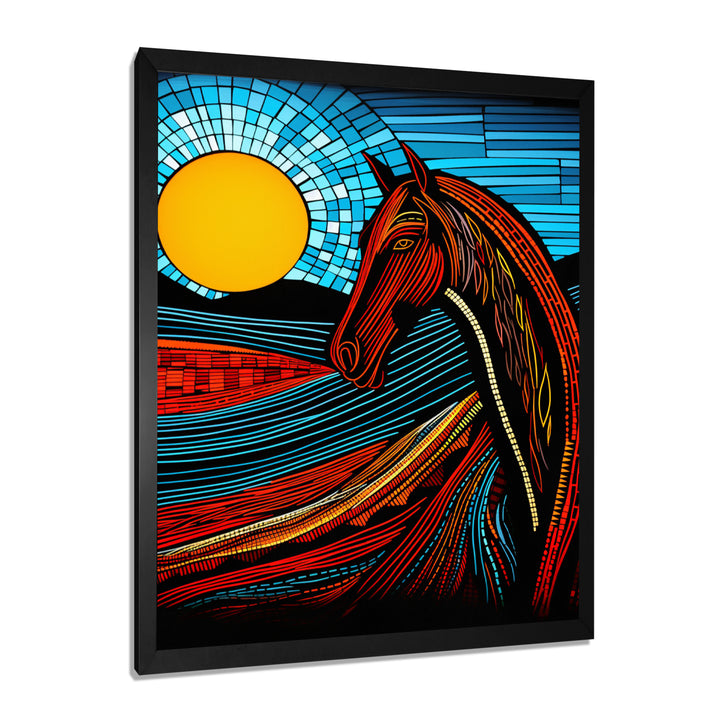 Full Moon Horse Abstract Retro - Multi-Color Horse Wall Art