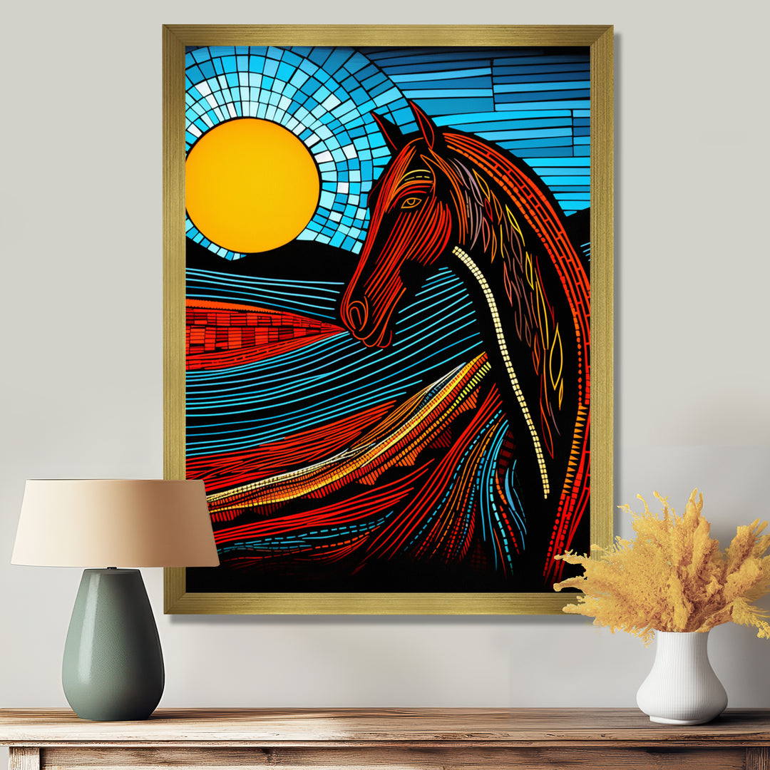 Full Moon Horse Abstract Retro - Multi-Color Horse Wall Art