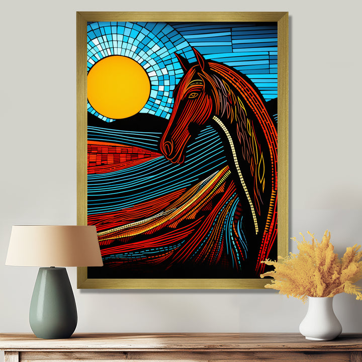 Full Moon Horse Abstract Retro - Multi-Color Horse Wall Art