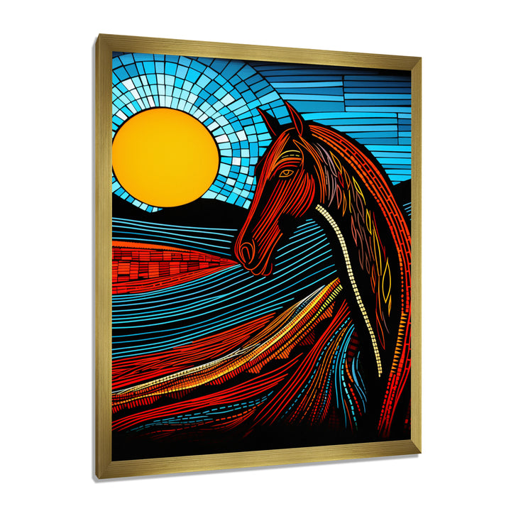 Full Moon Horse Abstract Retro - Multi-Color Horse Wall Art