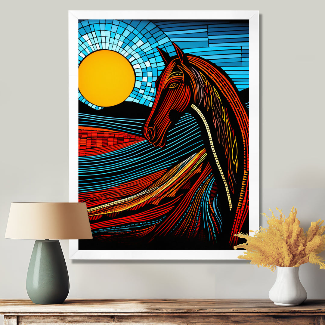 Full Moon Horse Abstract Retro - Multi-Color Horse Wall Art