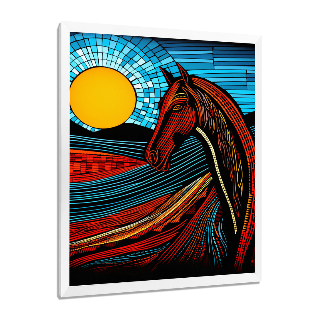 Full Moon Horse Abstract Retro - Multi-Color Horse Wall Art