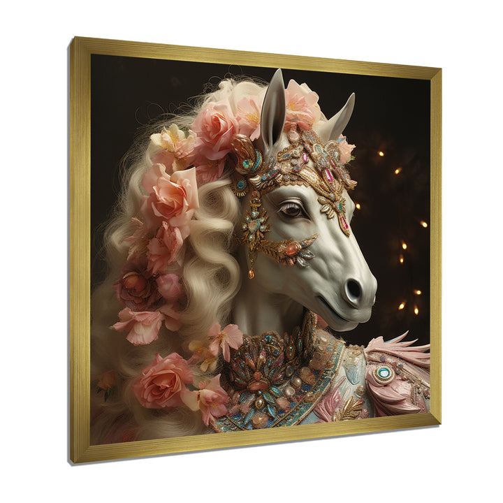 Gracious Horse Retro Glam - Horse Large Canvas Wall Art