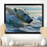 Polar Bear Swimming In Artic Sea - Bear Canvas Wall Art