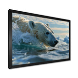 Polar Bear Swimming In Artic Sea - Bear Canvas Wall Art