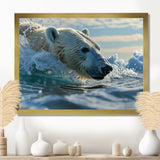 Polar Bear Swimming In Artic Sea - Bear Canvas Wall Art